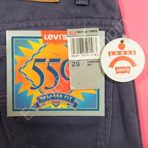Vintage Levis 550 Jeans Mens 29 Purple Relaxed Fit Loose Student Denim 90s New - Picture 5 of 10